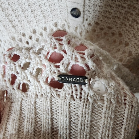 Vintage 100% cotton crochet knitted sweater with hood - Picture 5 of 7